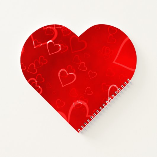 Gepersonaliseerd patroon rode harten notitieboek (Achterkant)