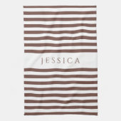 Gepersonaliseerd patroon van bruine strepen theedoek (Verticaal)