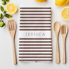 Gepersonaliseerd patroon van bruine strepen theedoek