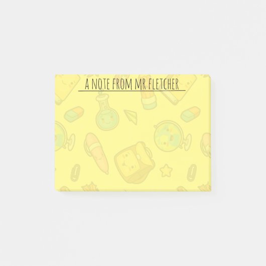 Gepersonaliseerd patroon van kleurrijke schoolbeno post-it® notes (Voorkant)