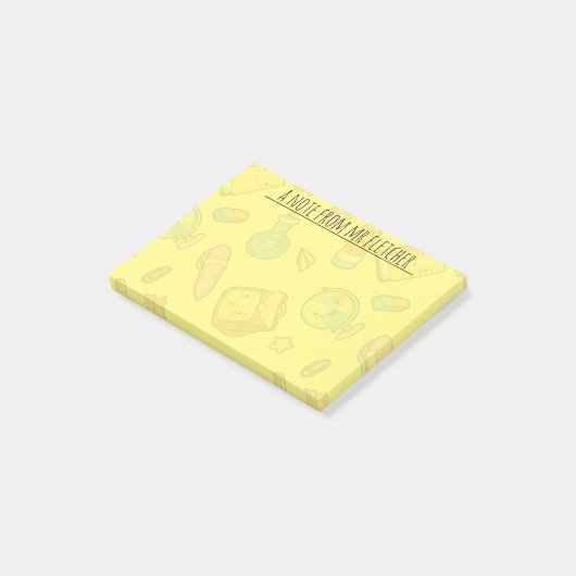 Gepersonaliseerd patroon van kleurrijke schoolbeno post-it® notes (Schuin)