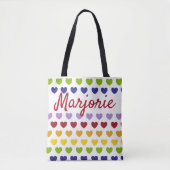 Gepersonaliseerd patroon van regenboogharten tote bag (Voorkant)