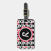 Gepersonaliseerd patroon van rode en zwarte stippe bagagelabel (Voorkant verticaal)