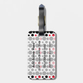 Gepersonaliseerd patroon van rode en zwarte stippe bagagelabel (Achterkant verticaal)