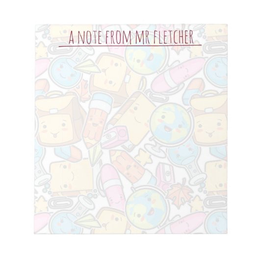 Gepersonaliseerd patroon van schoolbenodigdheden notitieblok (Voorkant)