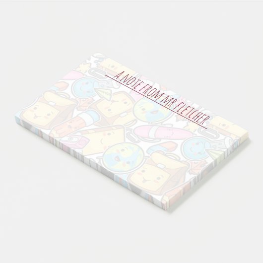 Gepersonaliseerd patroon van schoolbenodigdheden post-it® notes (Schuin)