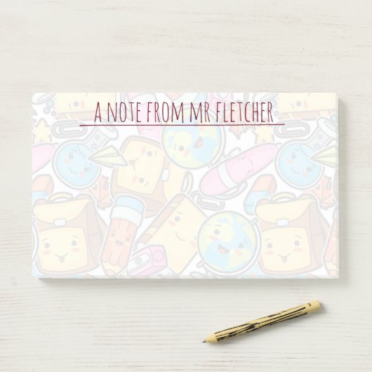 Gepersonaliseerd patroon van schoolbenodigdheden post-it® notes (Op bureau)