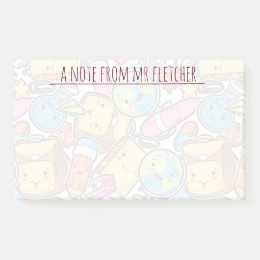 Gepersonaliseerd patroon van schoolbenodigdheden post-it® notes (Voorkant)