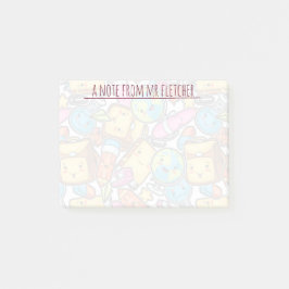 Gepersonaliseerd patroon van schoolbenodigdheden post-it® notes