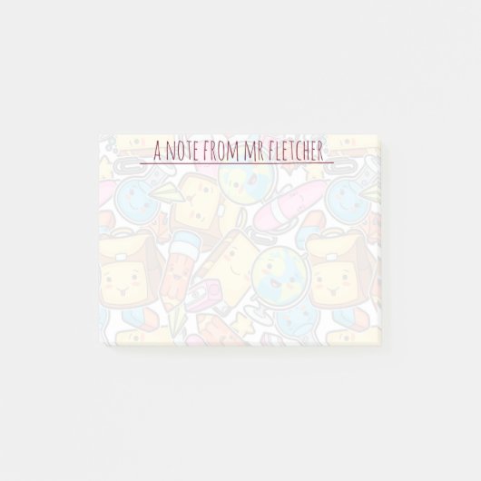 Gepersonaliseerd patroon van schoolbenodigdheden post-it® notes (Voorkant)