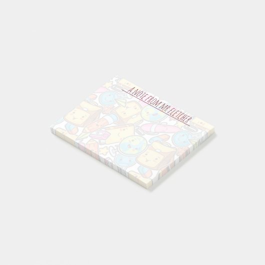 Gepersonaliseerd patroon van schoolbenodigdheden post-it® notes (Schuin)