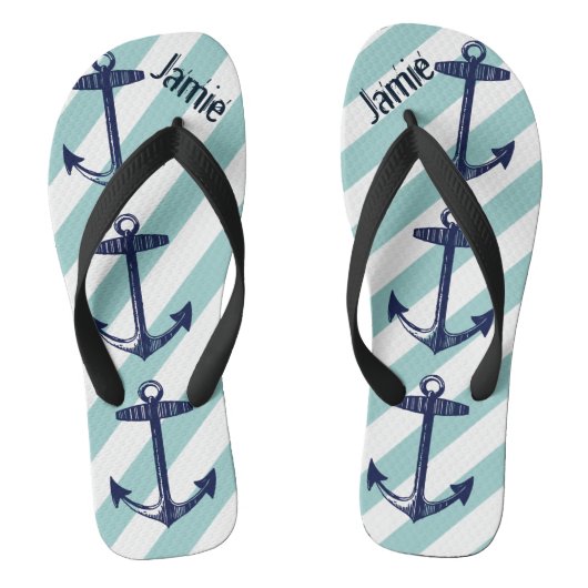 Gepersonaliseerd  patroon voor anker en strips teenslippers (Voetbed)