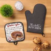 Gepersonaliseerd Pecan taart bakken recept Ovenwant & Pannenlap Set (Top down)