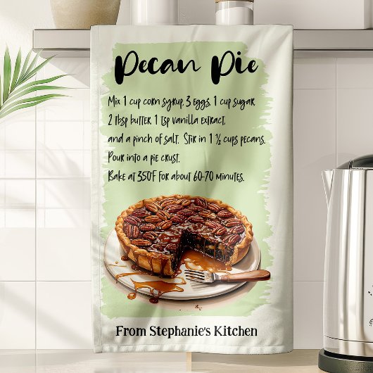 Gepersonaliseerd pecannotentaartrecept theedoek