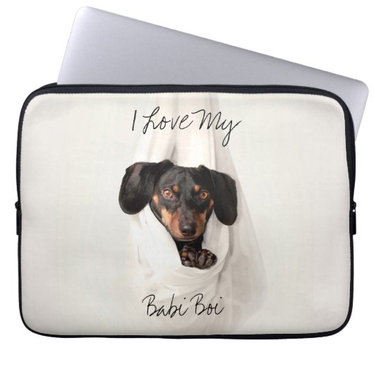 Gepersonaliseerd pendel met wieldop voor laptop sleeve (Voorkant)