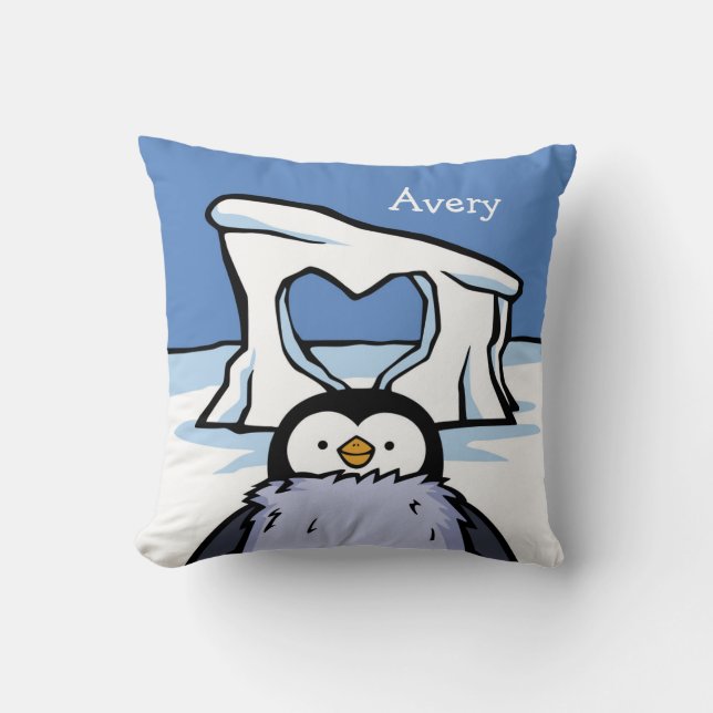 Gepersonaliseerd Penguin Chick Hartkussen Kussen (Voorkant)
