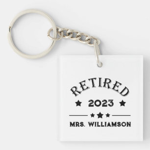 Gepersonaliseerd pensioen cadeau idee sleutelhanger