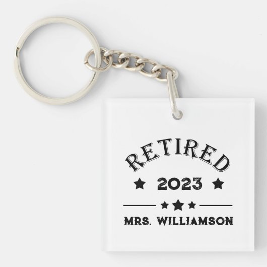 Gepersonaliseerd pensioen cadeau idee sleutelhanger (voorkant)