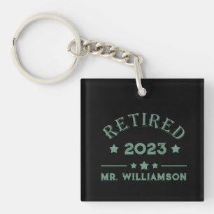 Gepersonaliseerd pensioen cadeau idee sleutelhanger