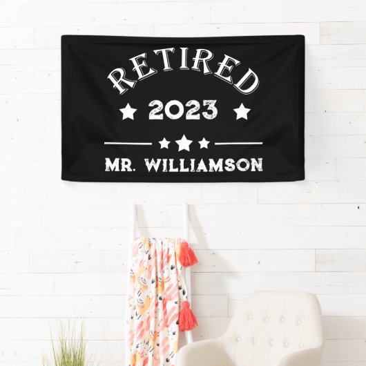 Gepersonaliseerd pensioen cadeau idee spandoek (Insitu)
