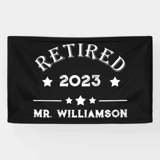 Gepersonaliseerd pensioen cadeau idee spandoek (Horizontaal)