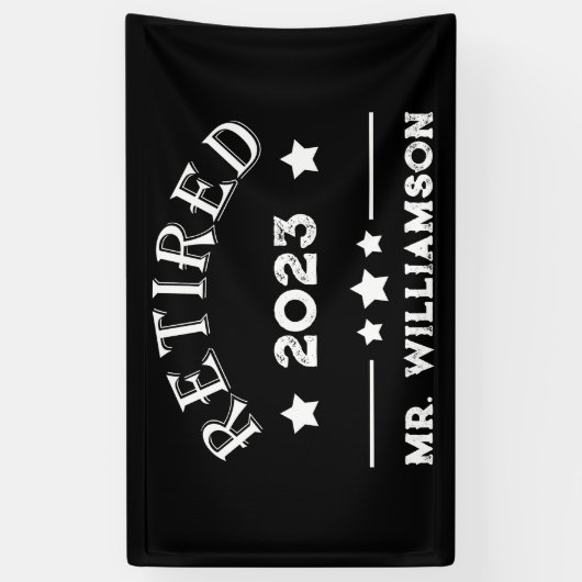 Gepersonaliseerd pensioen cadeau idee spandoek (Verticaal)