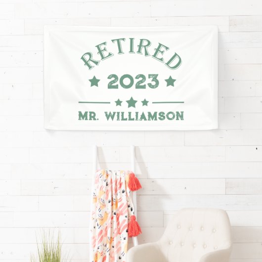 Gepersonaliseerd pensioen cadeau idee spandoek (Insitu)