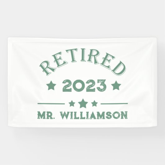 Gepersonaliseerd pensioen cadeau idee spandoek (Horizontaal)