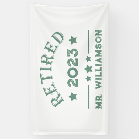 Gepersonaliseerd pensioen cadeau idee spandoek (Verticaal)