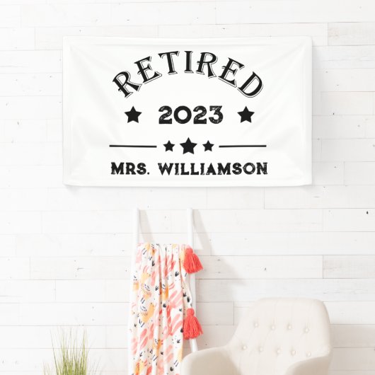 Gepersonaliseerd pensioen cadeau idee spandoek (Insitu)