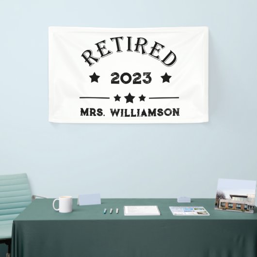 Gepersonaliseerd pensioen cadeau idee spandoek (Beurs)