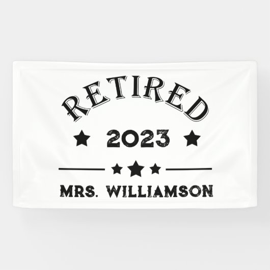 Gepersonaliseerd pensioen cadeau idee spandoek (Horizontaal)