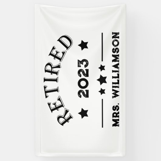 Gepersonaliseerd pensioen cadeau idee spandoek (Verticaal)
