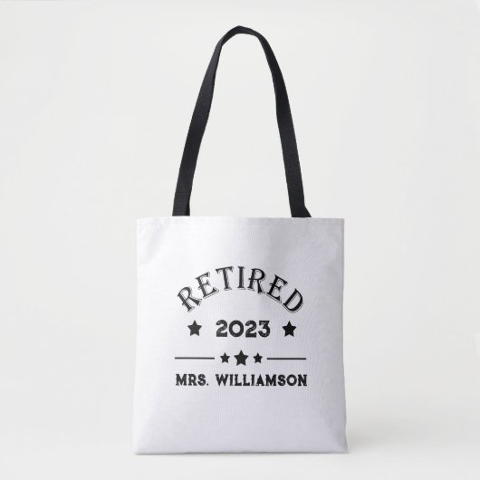 Gepersonaliseerd pensioen cadeau idee tote bag (Voorkant)