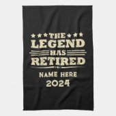 Gepersonaliseerd pensioen De legende is met pensio Theedoek (Verticaal)