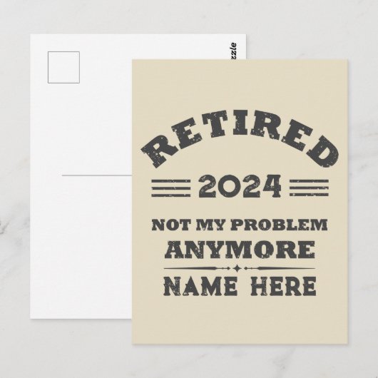 Gepersonaliseerd pensioen niet meer mijn probleem briefkaart (Voorkant / Achterkant)