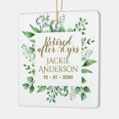 Gepersonaliseerd pensioengeschenk Botanisch groen  Keramisch Ornament (Links)