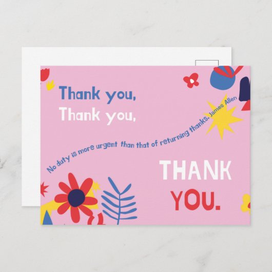 Gepersonaliseerd - Persoonlijk Citaat Dank u Briefkaart (Voorkant / Achterkant)