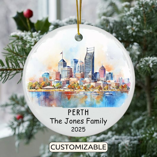 Gepersonaliseerd Perth Ornament, Australië Keramisch Ornament
