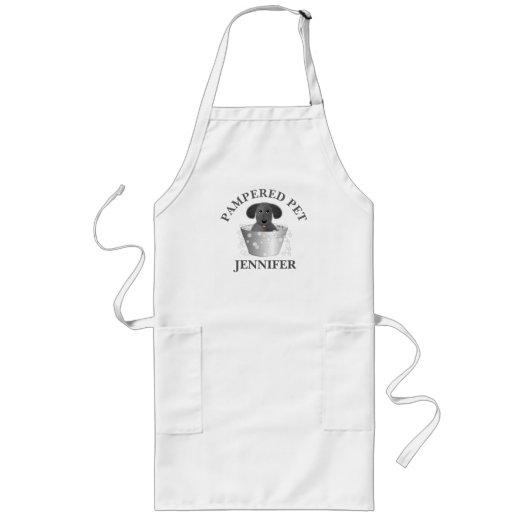 Gepersonaliseerd Pet Groomer Apron Lang Schort (Voorkant)