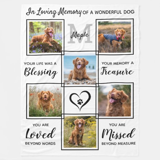 Gepersonaliseerd Pet Loss Keepomwille Pet Dog Memo Fleece Deken (Voorkant)