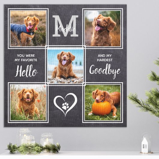 Gepersonaliseerd Pet Memorial Pet Loss Foto Collag Canvas Afdruk
