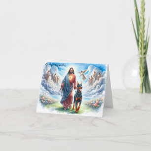 Gepersonaliseerd Pet Sympathy Card-Jesus met Dober Kaart