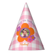 Gepersonaliseerd Pet van de Fotopartij van Gingham Feesthoedjes (Voorkant)