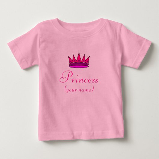 Gepersonaliseerd Peuter Prinses shirt (roze kroon) (Voorkant)