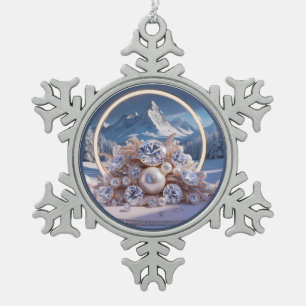 Gepersonaliseerd Pewter Snowflake Ornament