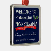 Gepersonaliseerd Philadelphia PA kerstversier Metalen Ornament (Rechts)