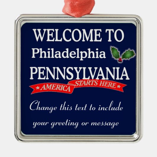 Gepersonaliseerd Philadelphia PA kerstversier Metalen Ornament (Voorkant)