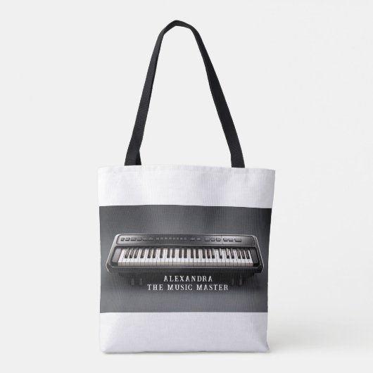 Gepersonaliseerd pianotoetsenbord tote bag (Achterkant)