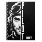 Gepersonaliseerd, Pilot Face, Comic, Zwart-wit Notitieboek (Voorkant)